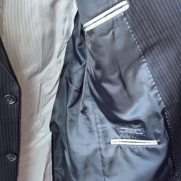 Tommy Hilfiger Navy Striped Suit Jacket Coat - Picture 3 of 11